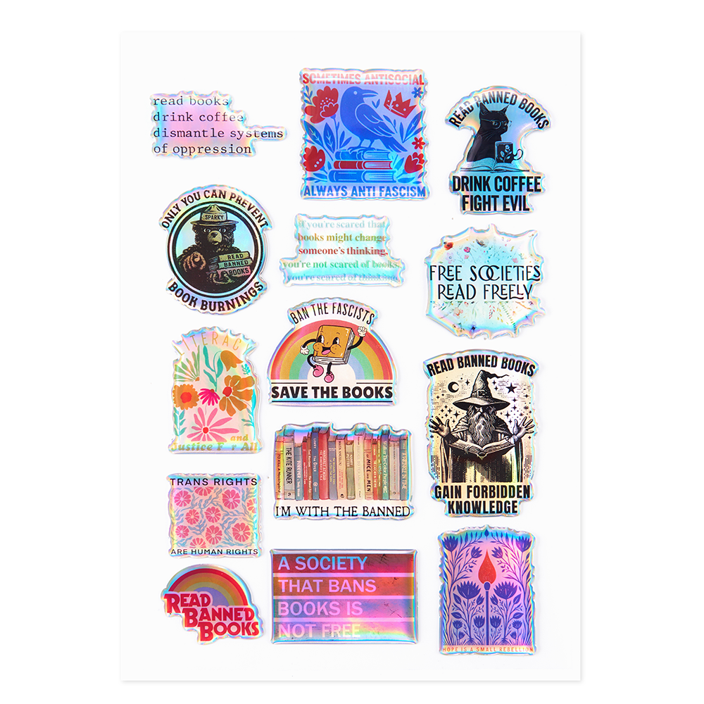 Pagewings Banned Books Holographic Stickers