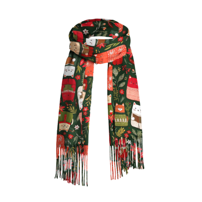Pagewings Christmas Reading Long Fringe Scarf 