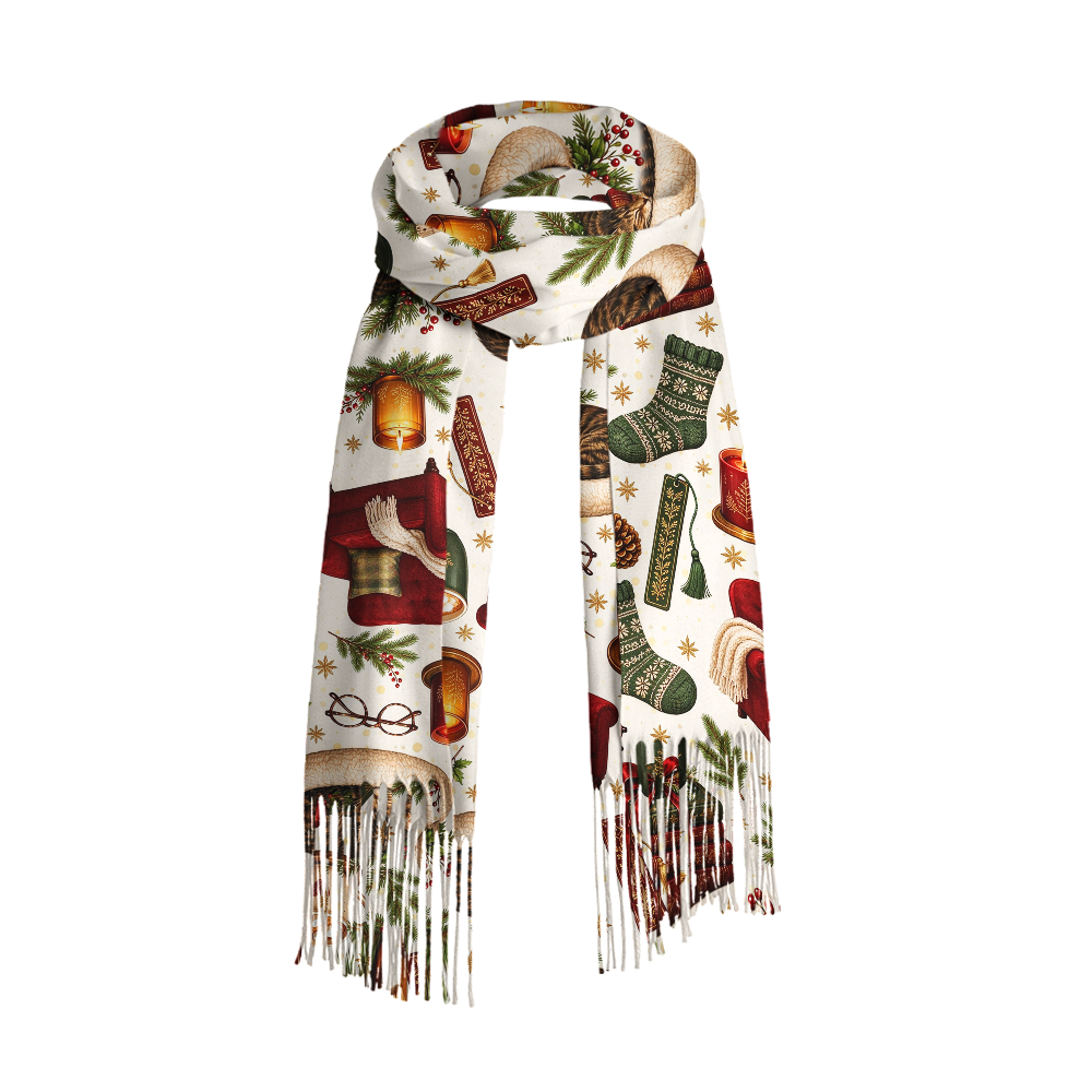 Pagewings Christmas Reading Long Fringe Scarf 