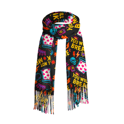 Pagewings Sci Fi Book Lover Long Fringe Scarf 