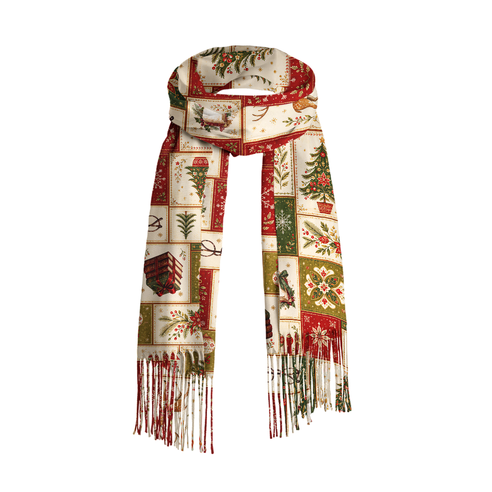 Pagewings Christmas Book Long Fringe Scarf 