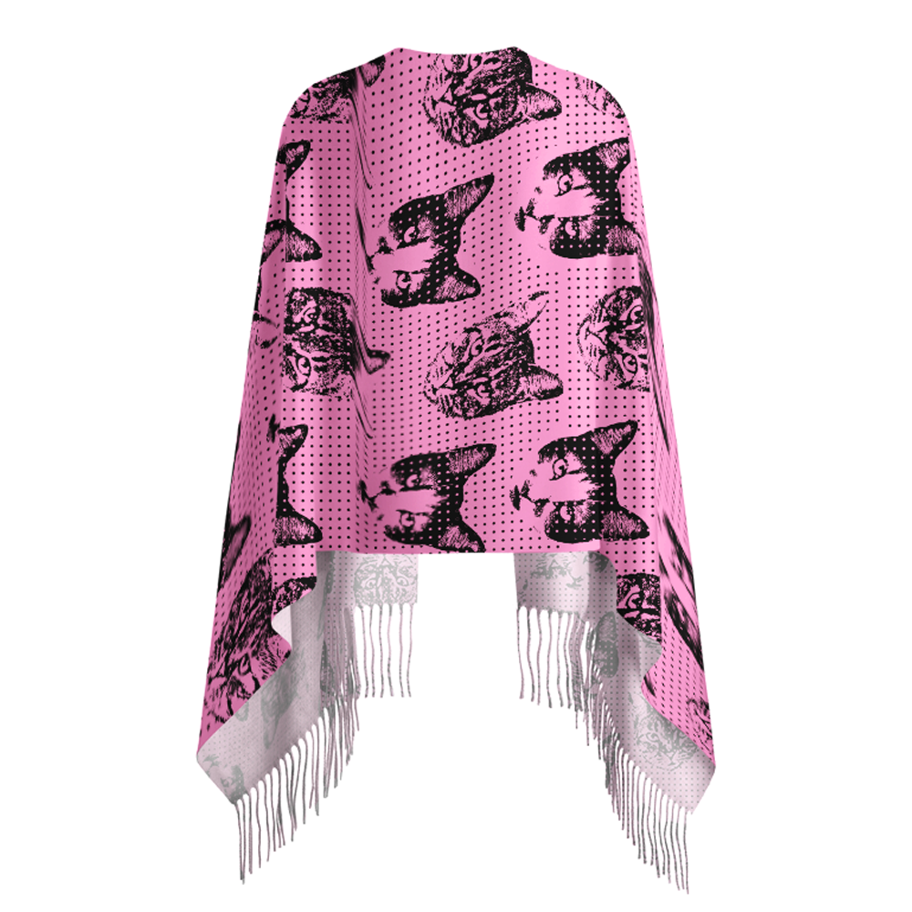 Pagewings Cat Reading Long Fringe Scarf
