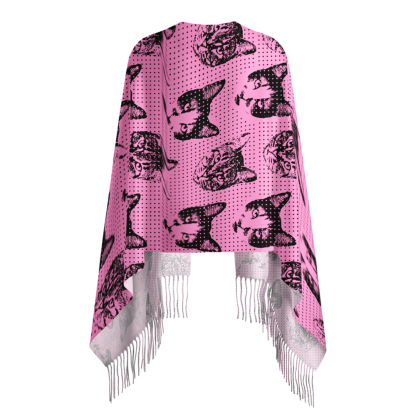 Pagewings Cat Reading Long Fringe Scarf