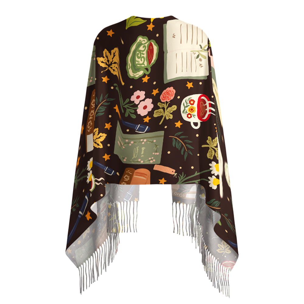 Pagewings Autumn Reading Long Fringe Scarf