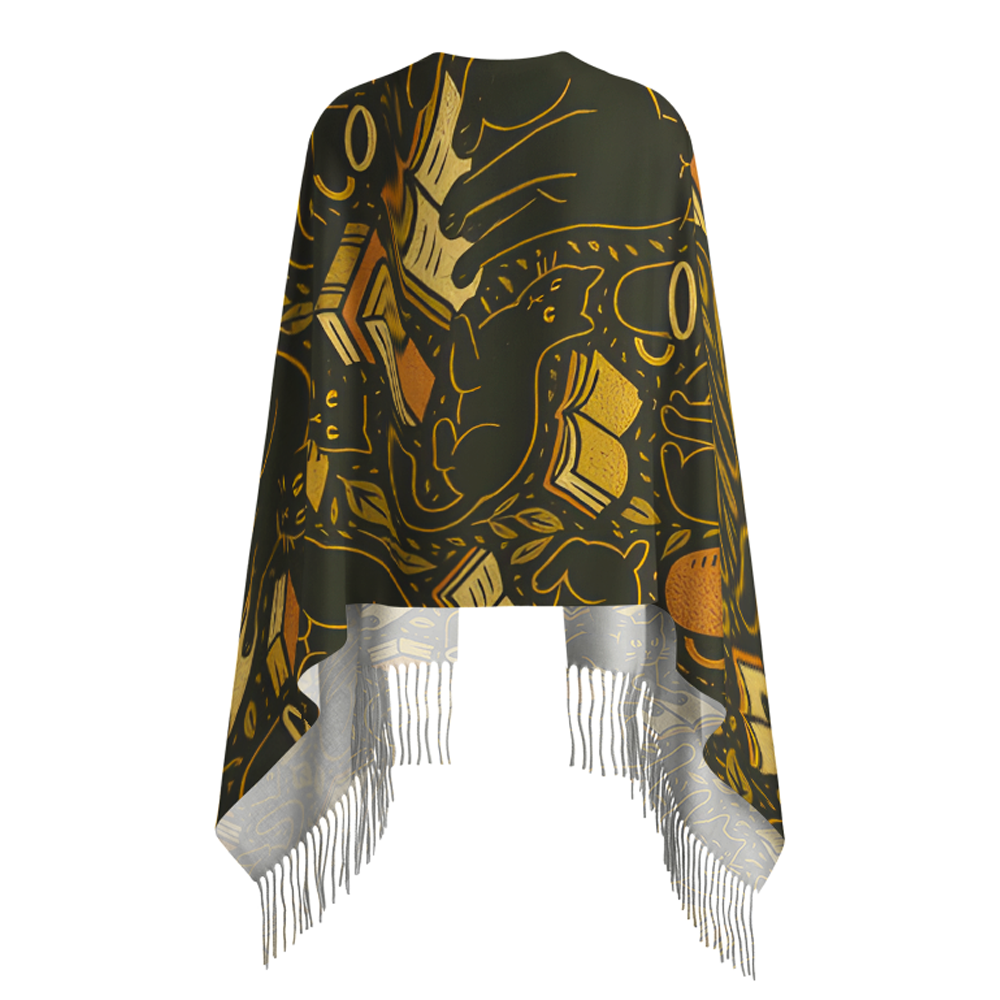 Pagewings Autumn Reading Long Fringe Scarf