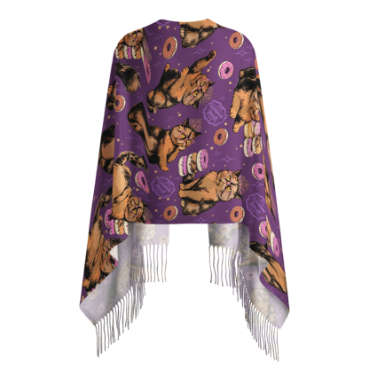 Pagewings Sci-fi Cat Long Fringe Scarf