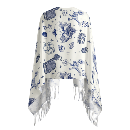Pagewings Sci-fi Cat Long Fringe Scarf
