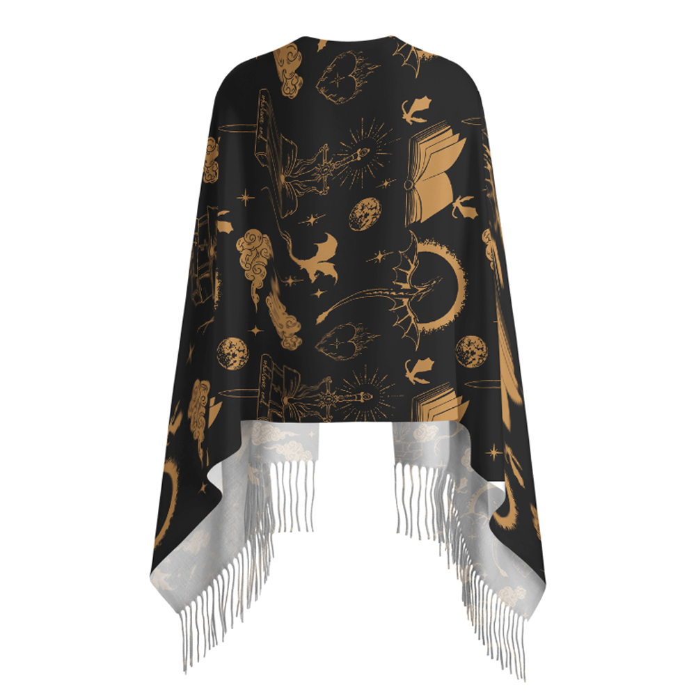 Pagewings Fantasy Dragon Book Long Fringe Scarf