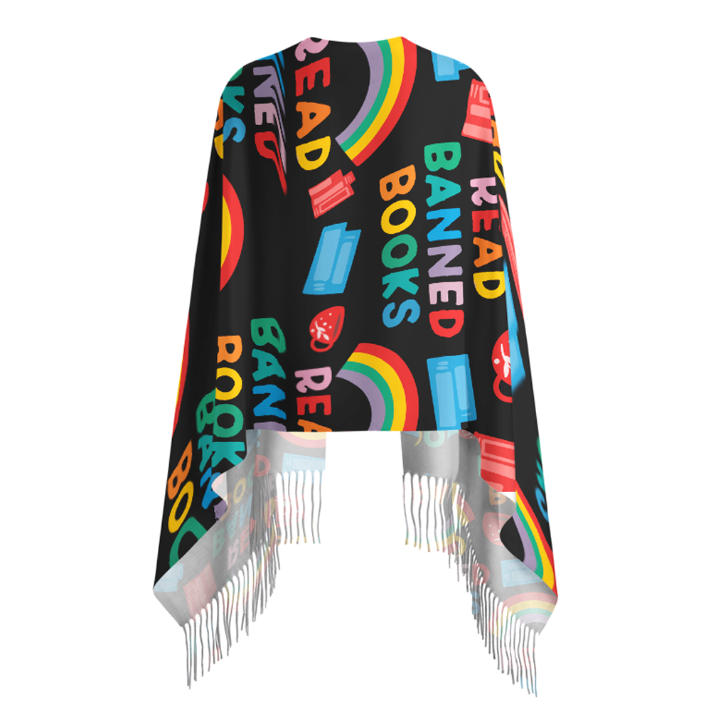 Pagewings Read Banned Books Long Fringe Scarf