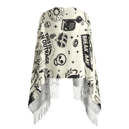Pagewings Sci-fi Cat Long Fringe Scarf