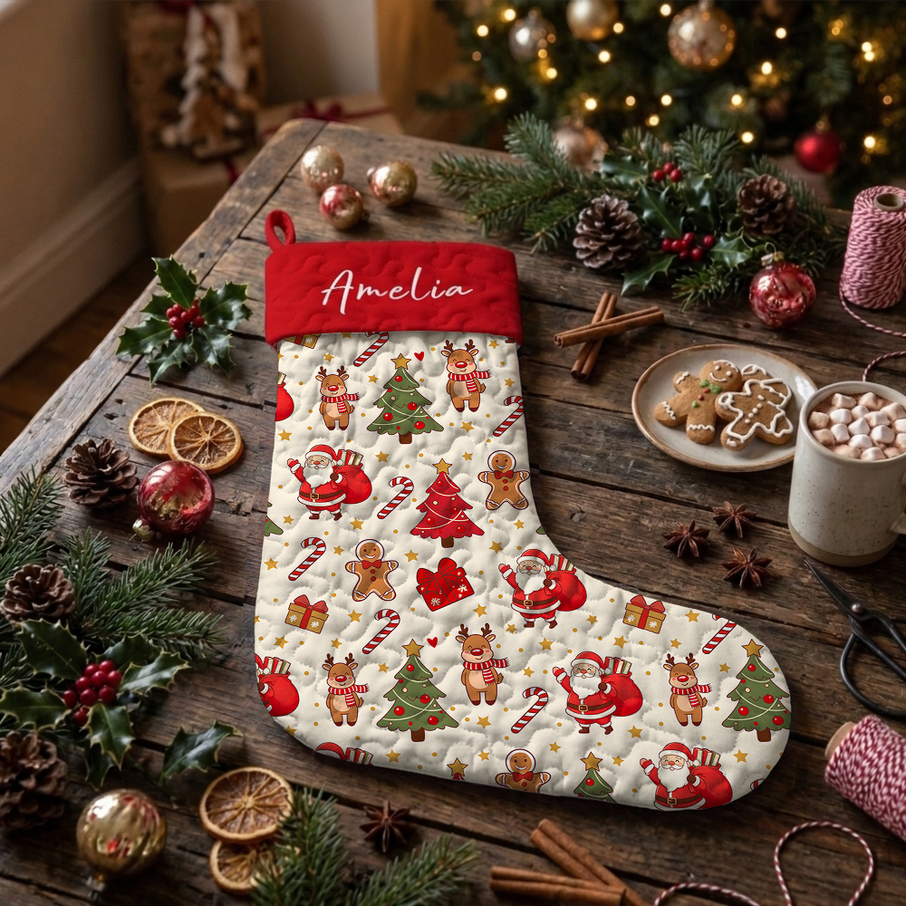 Pagewings Personalized Name Gingerbread Reading Christmas Stocking