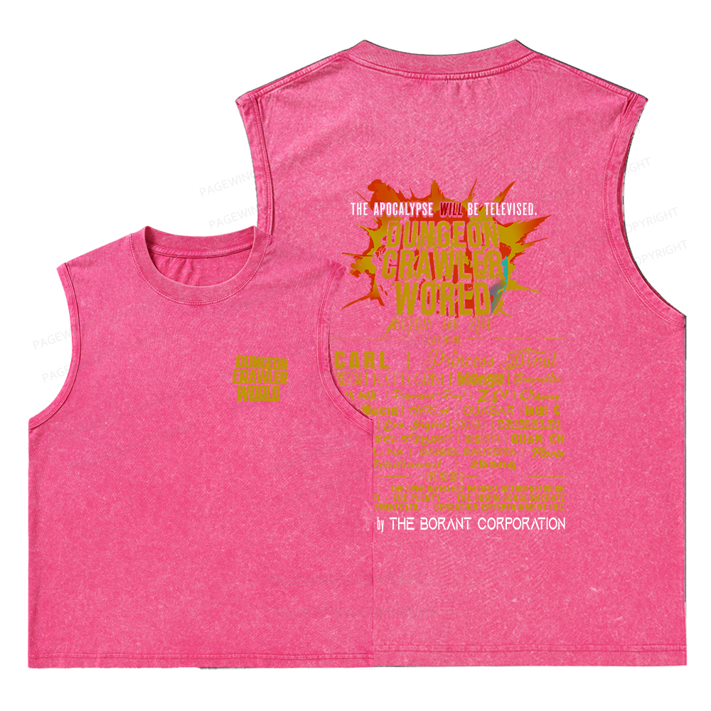 Pagewings Dungeon Crawler World Tour Unisex Washed Tank Top