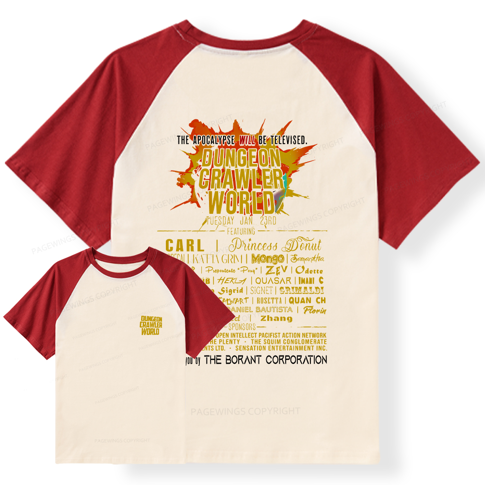 Pagewings Dungeon Crawler World Tour Raglan T-shirt