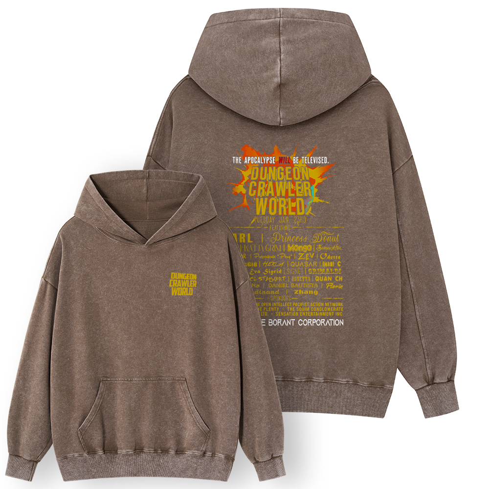 Pagewings Dungeon Crawler World Tour Unisex Washed Hoodie
