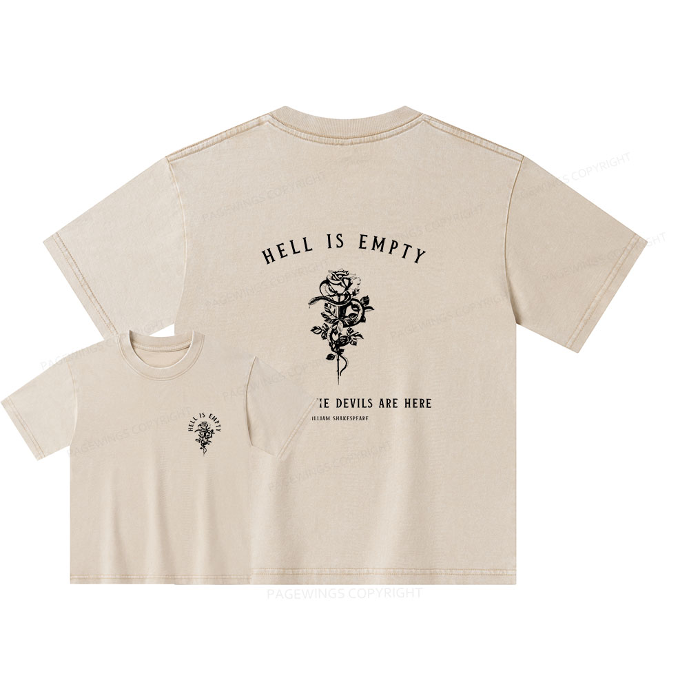 Pagewings Hell Is Empty And All The Devils Are Here Unisex Kids Washed T-shirt