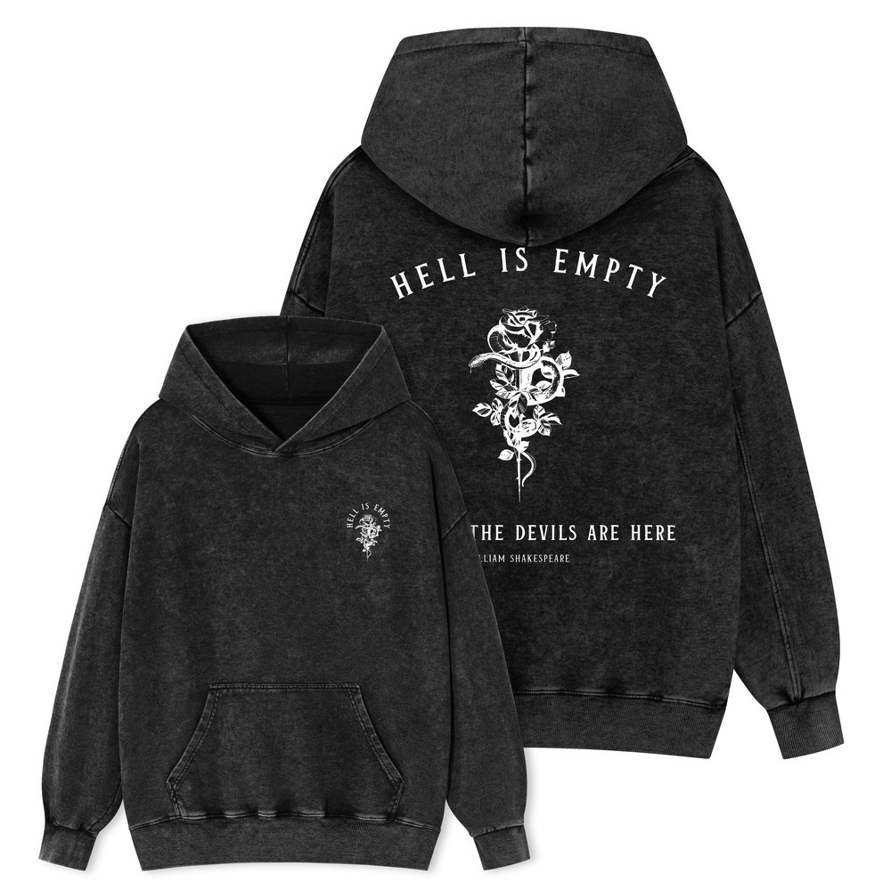 Pagewing Hell Is Empty And All The Devils Are Here Unisex Washed Hoodie