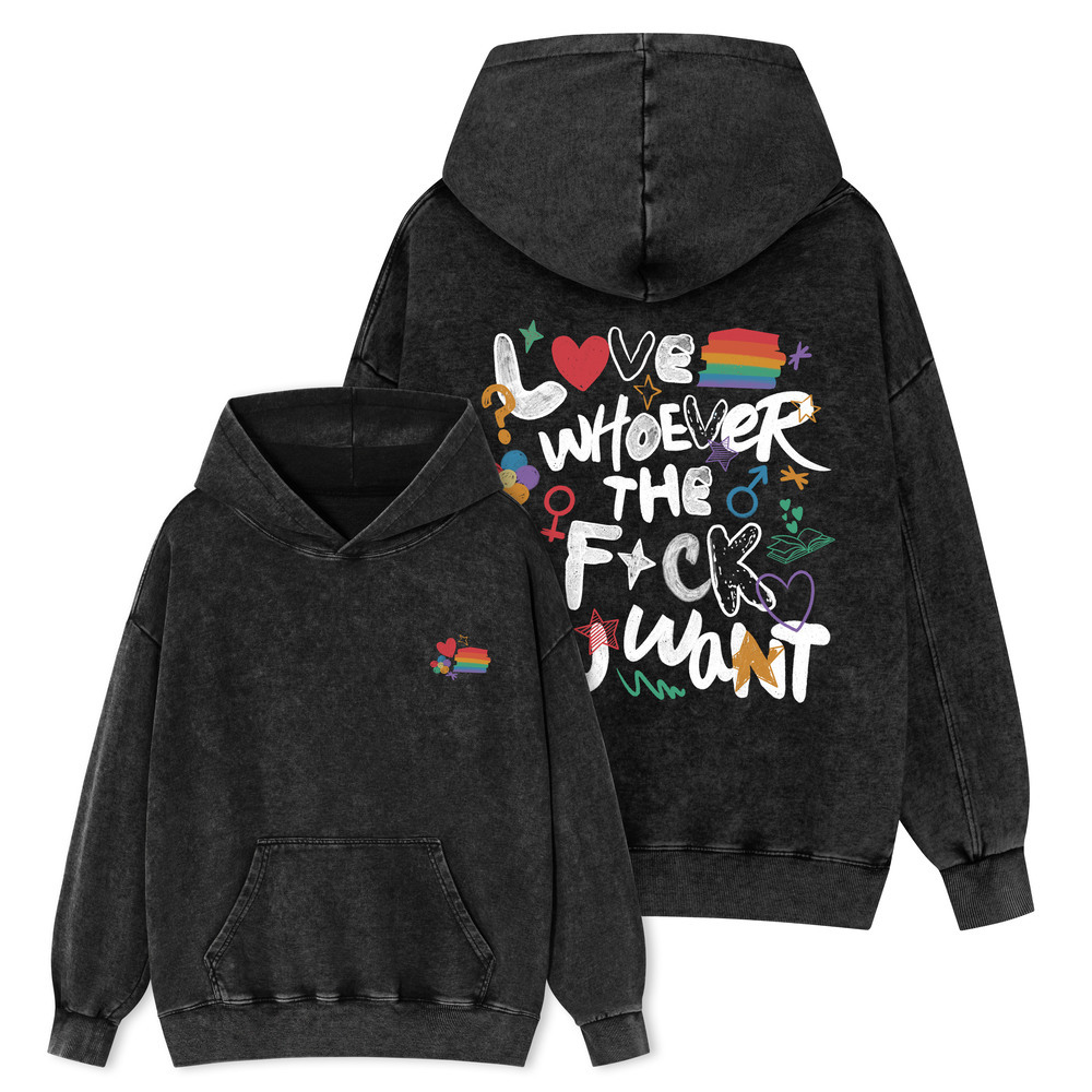 Pagewings Love Whoever The F*ck You Want Unisex Washed Hood