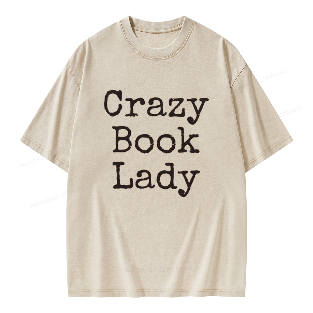 Pagewings Crazy Book Lady Unisex Washed T-shirt