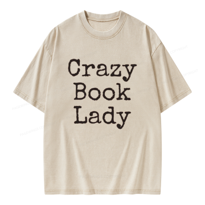 Pagewings Crazy Book Lady Unisex Washed T-shirt