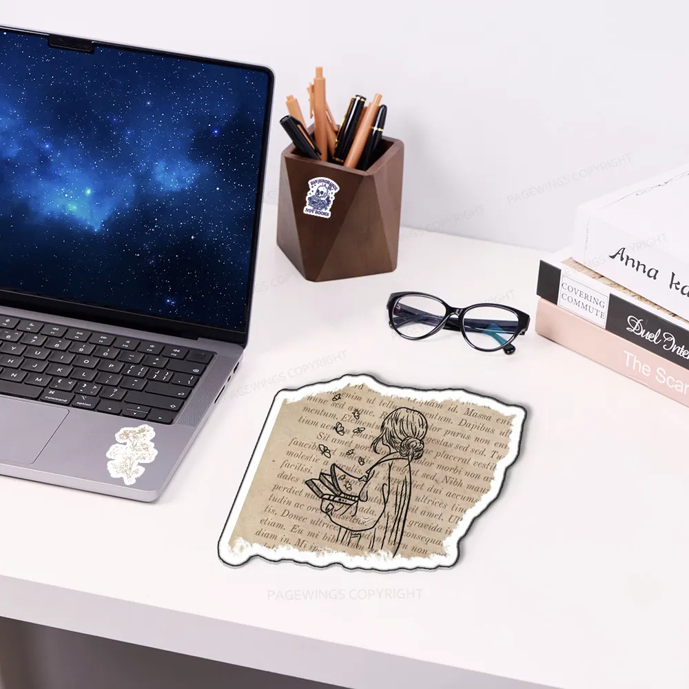 Pagewings Book And Girl Mouse Pad