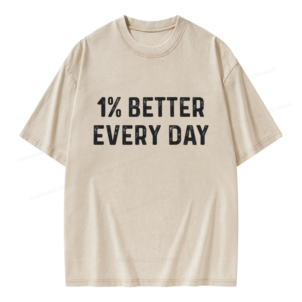 Pagewings 1% Better Every Day Unisex Washed T-shirt
