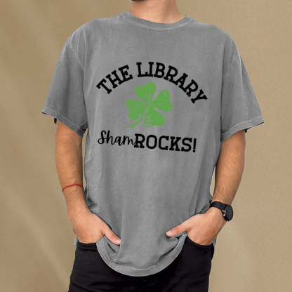 Pagewing Librarian Gift, Shamrock Shirt Unisex Washed T-shirt