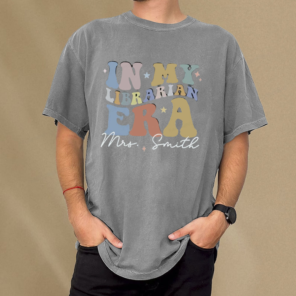 Pagewings Personalized In My Librarian Era Shirt Unisex Washed T-shirt