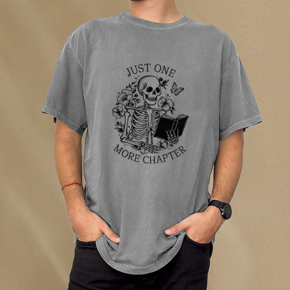 Pagewing One More Chapter Skeleton Unisex Tee Unisex Washed T-shirt