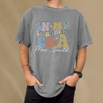 Pagewings Personalized In My Librarian Era Shirt Unisex Washed T-shirt