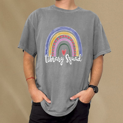 Pagewings Librarian Tee, Library Team Tee, Library Squad Shirt Unisex Washed T-shirt