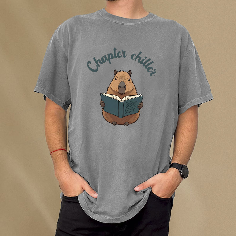 Pagewings Reading capybara Classic T-Shirt  Unisex Washed T-shirt