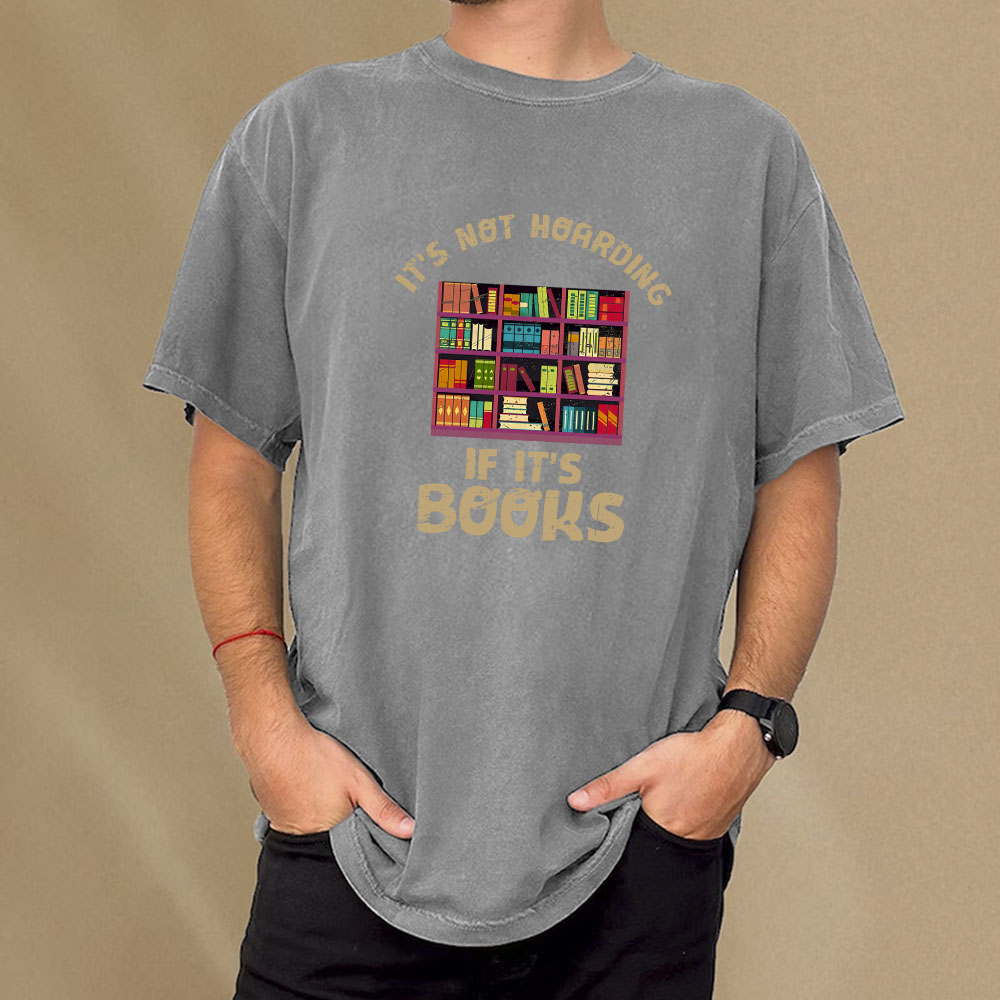 Pagewings Bookshelf Set Of Stacks Of Books Stock Unisex Washed T-shirt