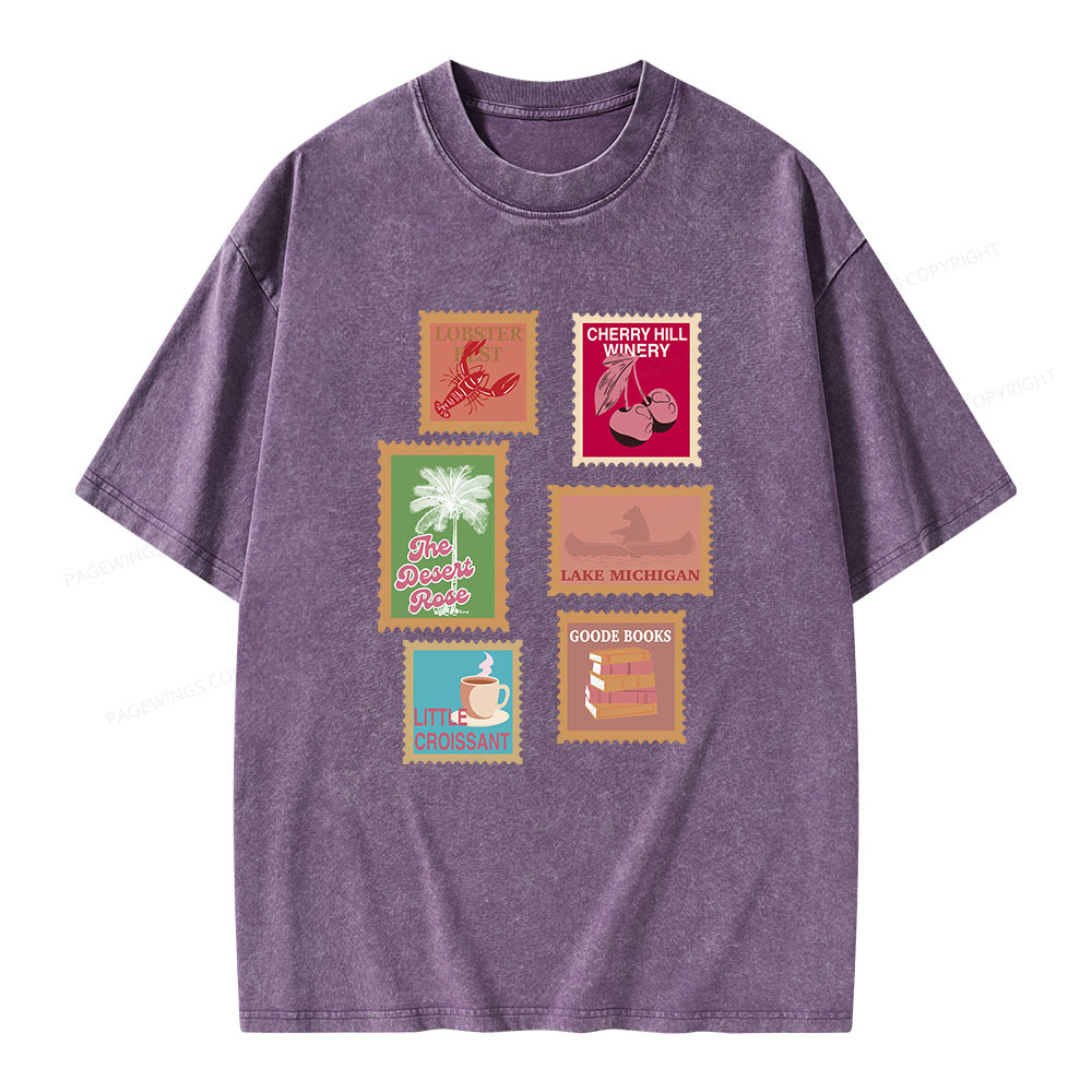 Pagewings Literary Settings Unisex Washed T-shirt