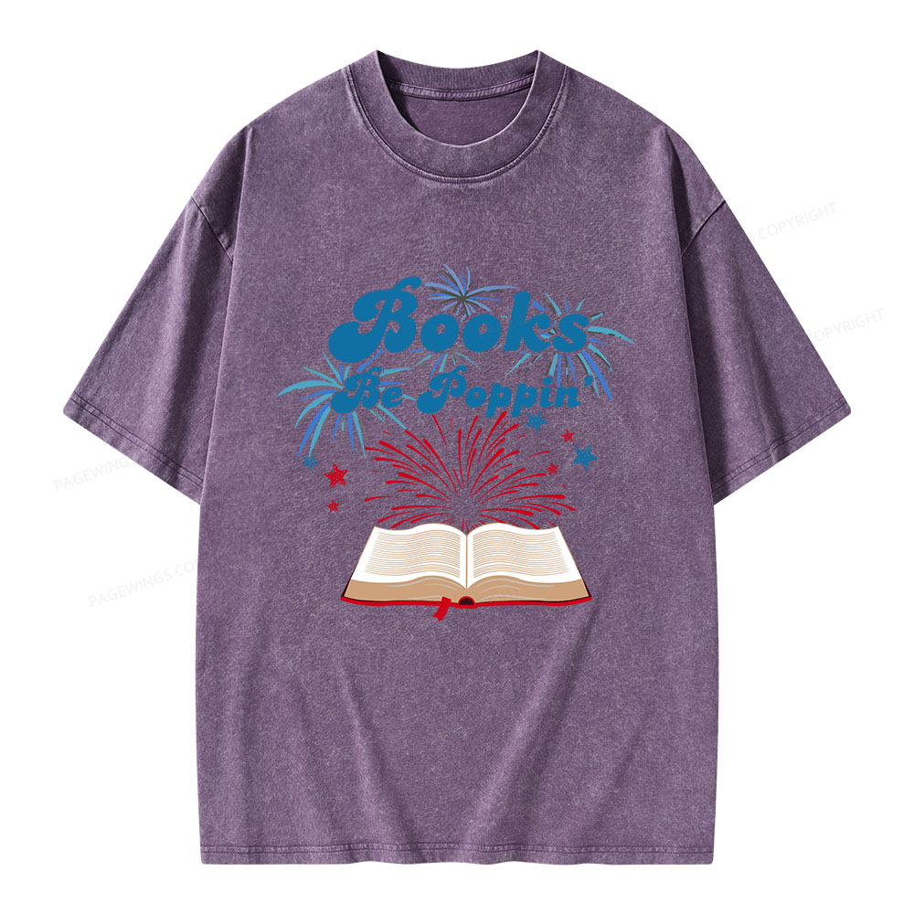Pagewings Books Be Poppin Unisex Washed T-shirt