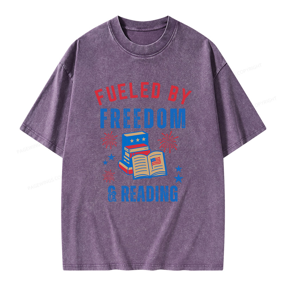 Pagewings Fueled Freedom Reading Unisex Washed T-shirt