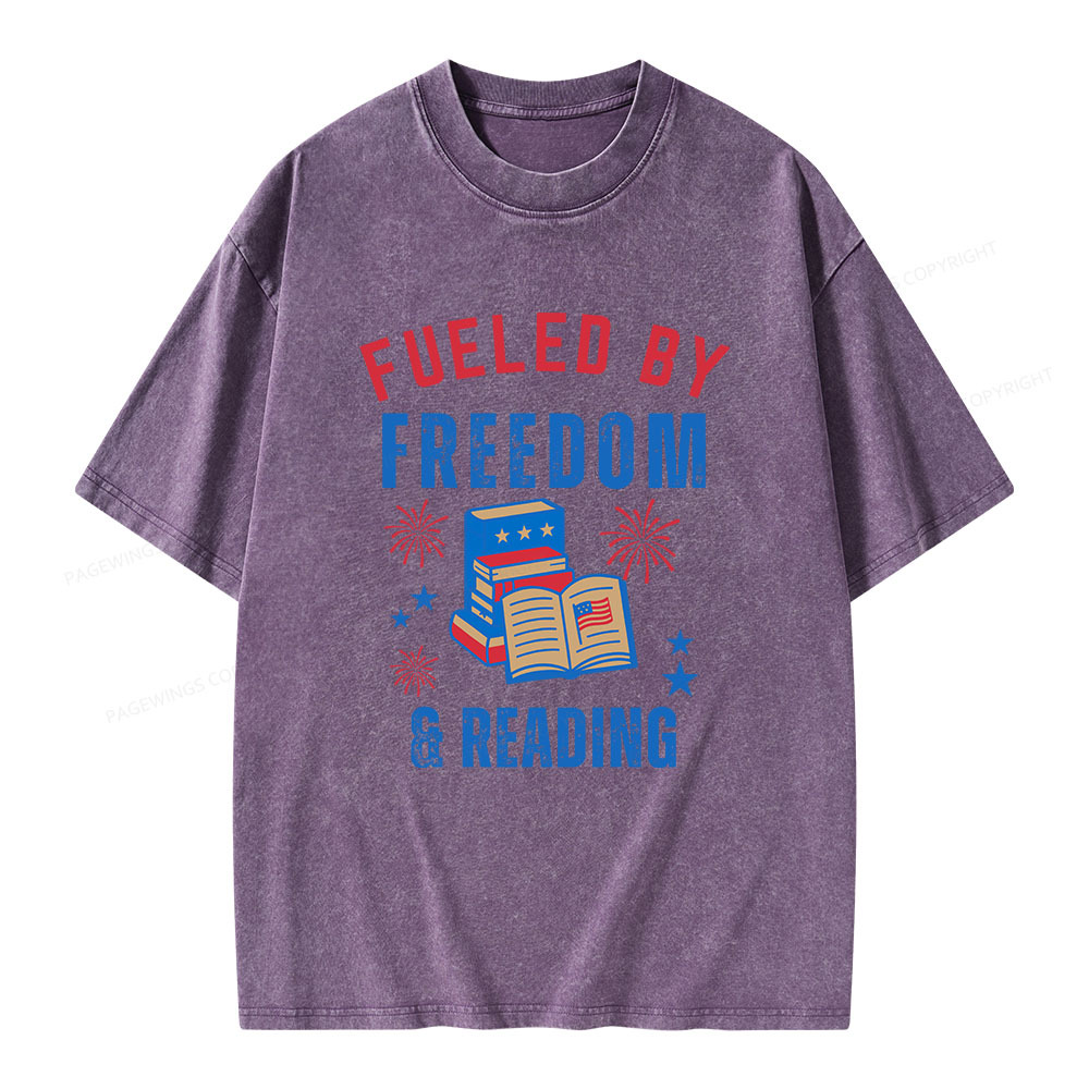 Pagewings Fueled Freedom Reading Unisex Washed T-shirt