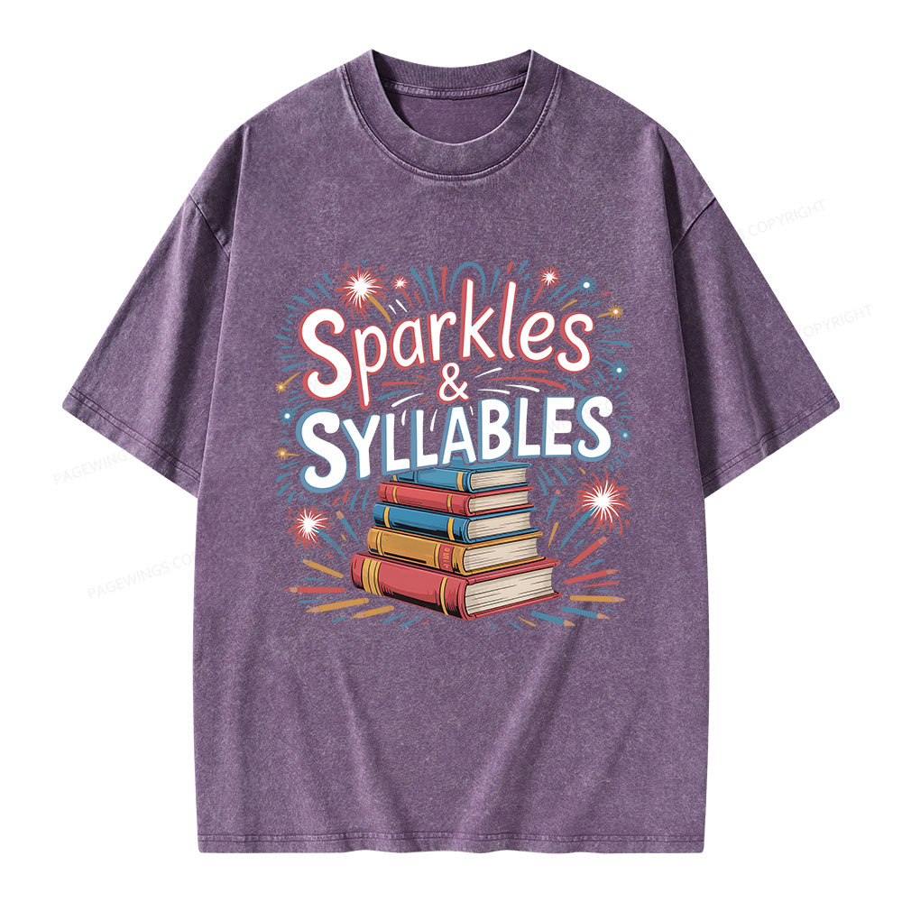 Pagewings Sparkles & Syllables Unisex Washed T-shirt