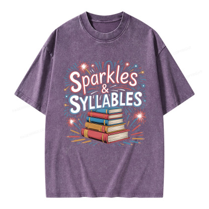 Pagewings Sparkles & Syllables Unisex Washed T-shirt