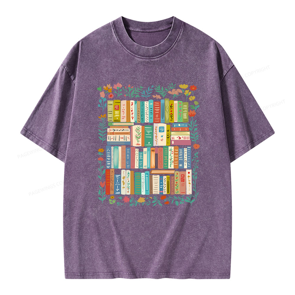 Pagewings Vintage Library Unisex Washed T-shirt