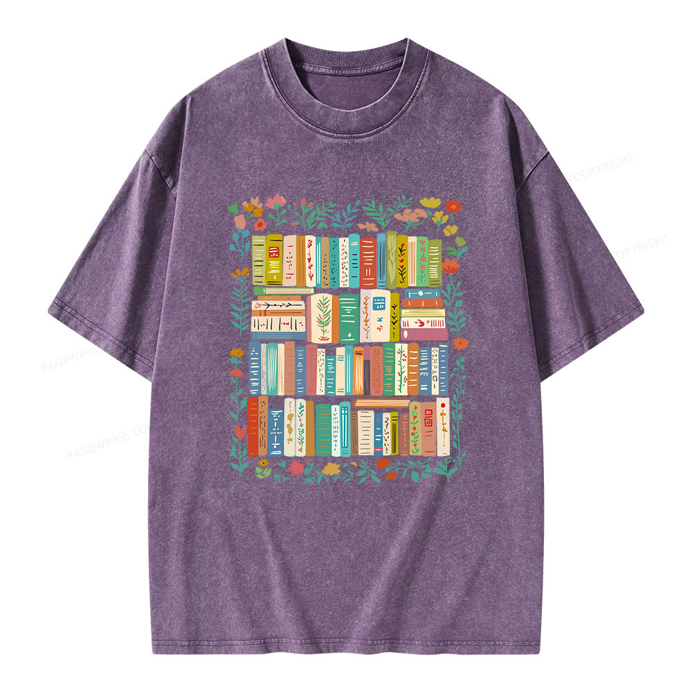 Pagewings Vintage Library Unisex Washed T-shirt