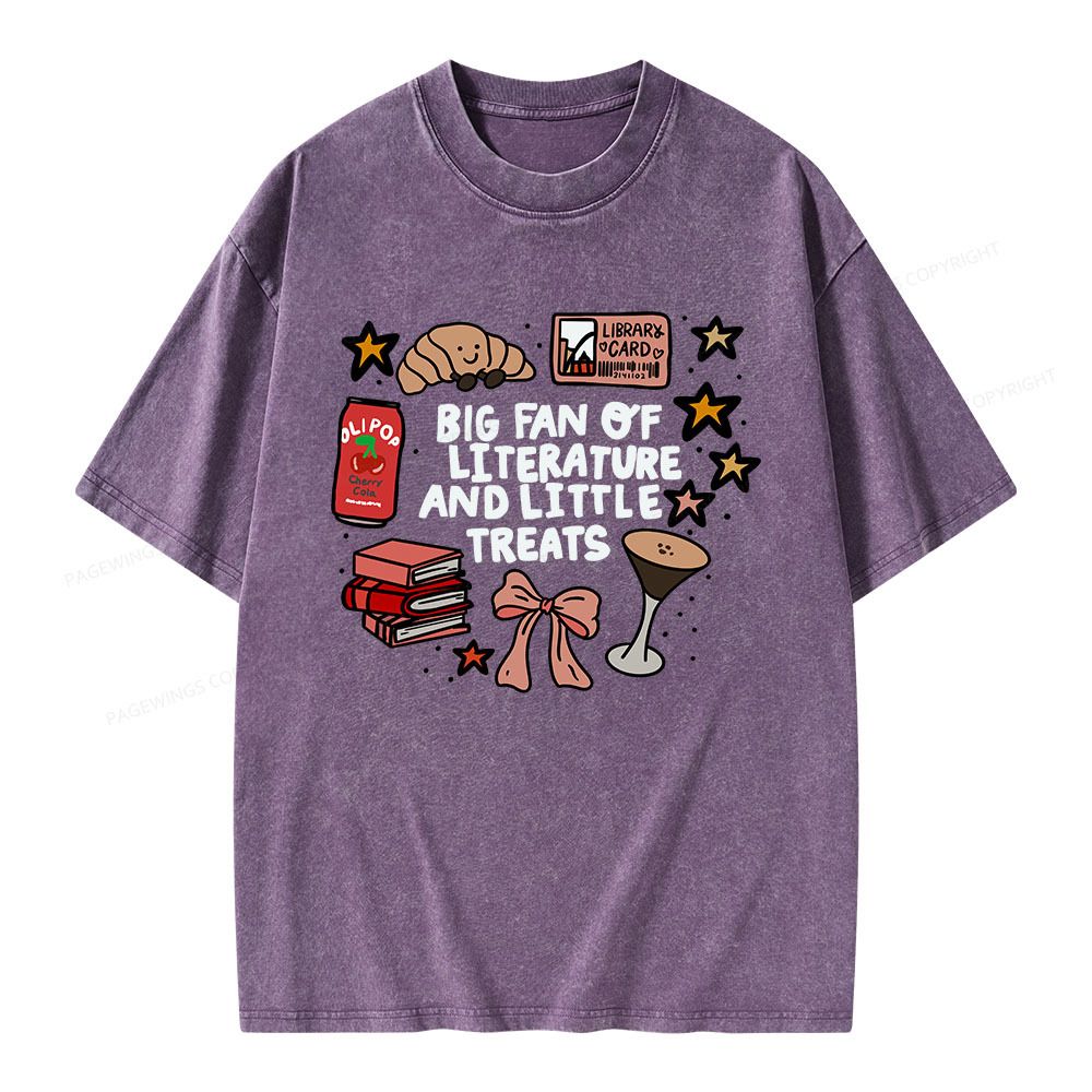 Pagewings Big Fan Of Literature And Little Treats Unisex Washed T-shirt