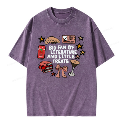 Pagewings Big Fan Of Literature And Little Treats Unisex Washed T-shirt