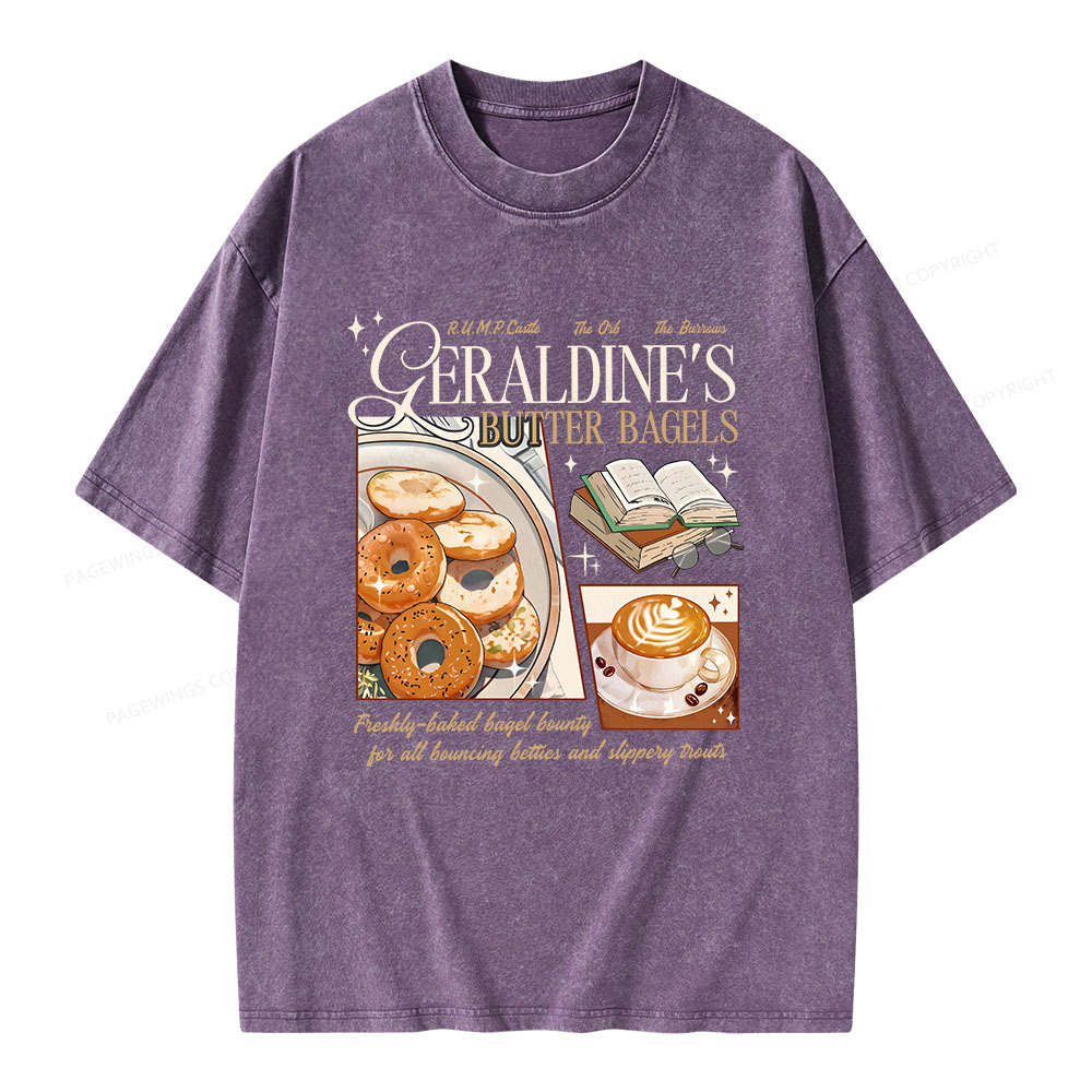 Pagewings Geraldines Buttery Bagels Unisex Washed T-shirt