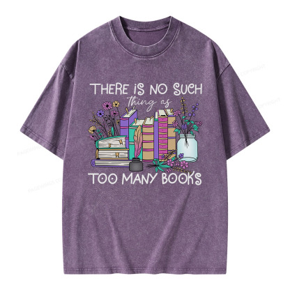 Pagewings No Such Thing as Too Many Books Unisex Washed T-shirt