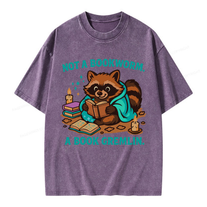 Pagewings Not A Bookworm A Book Gremlin Unisex Washed T-shirt