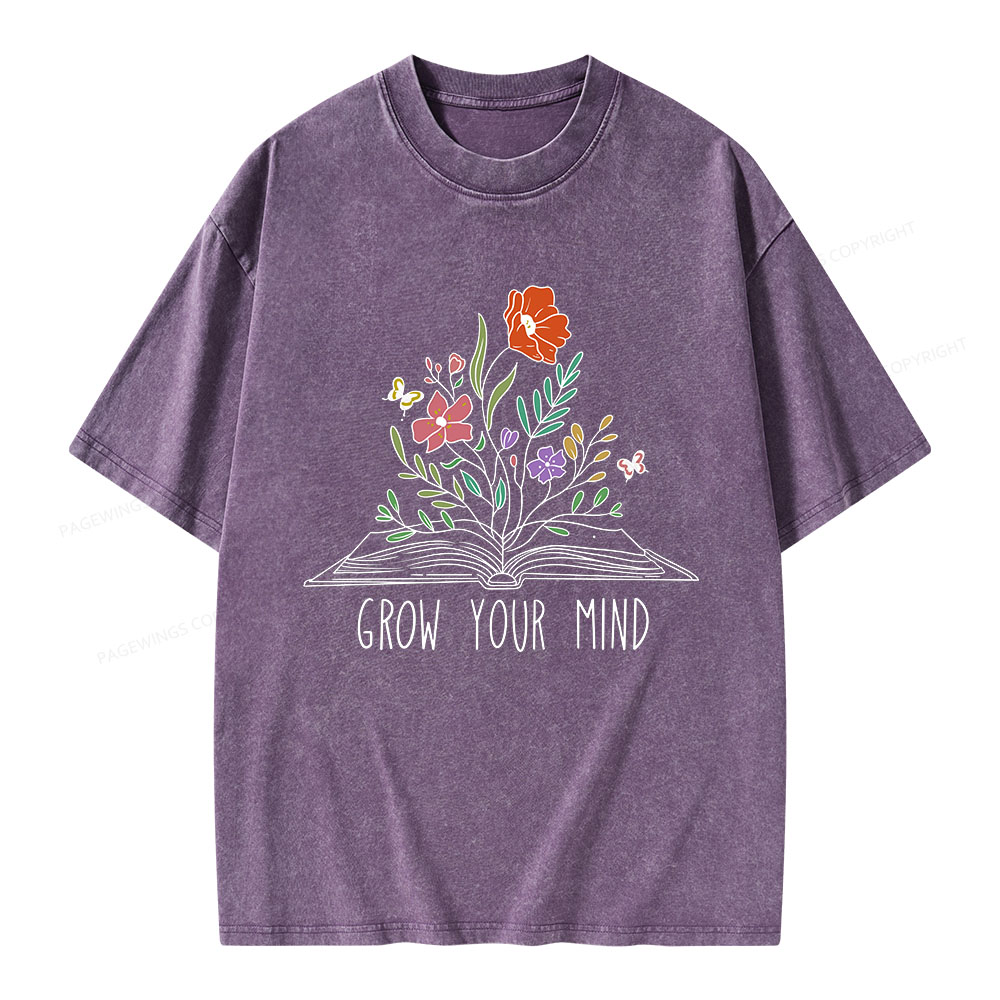 Pagewings Grow Your Mind Unisex Washed T-shirt