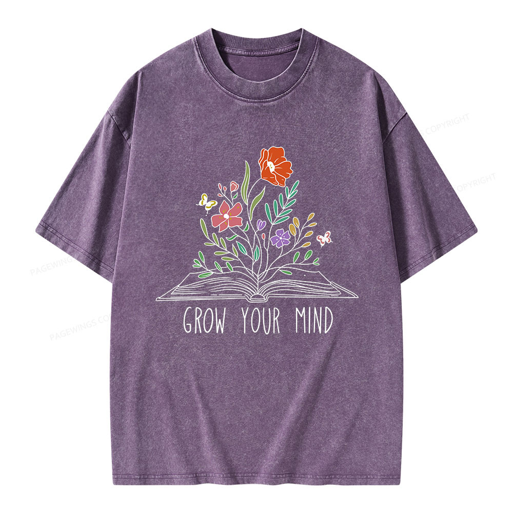 Pagewings Grow Your Mind Unisex Washed T-shirt