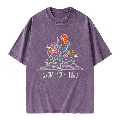 Pagewings Grow Your Mind Unisex Washed T-shirt