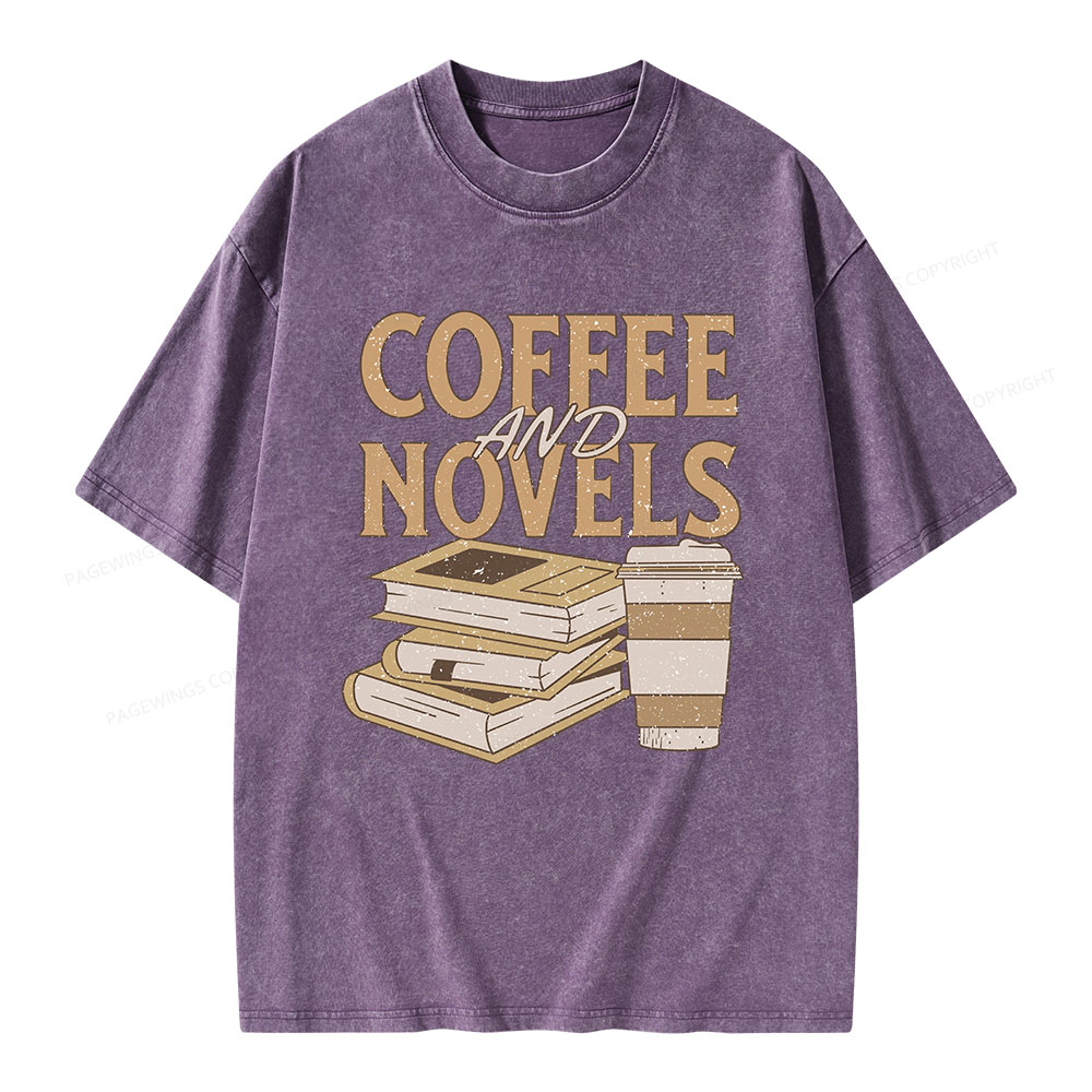 Pagewings Coffee And Novel Unisex Washed T-shirt