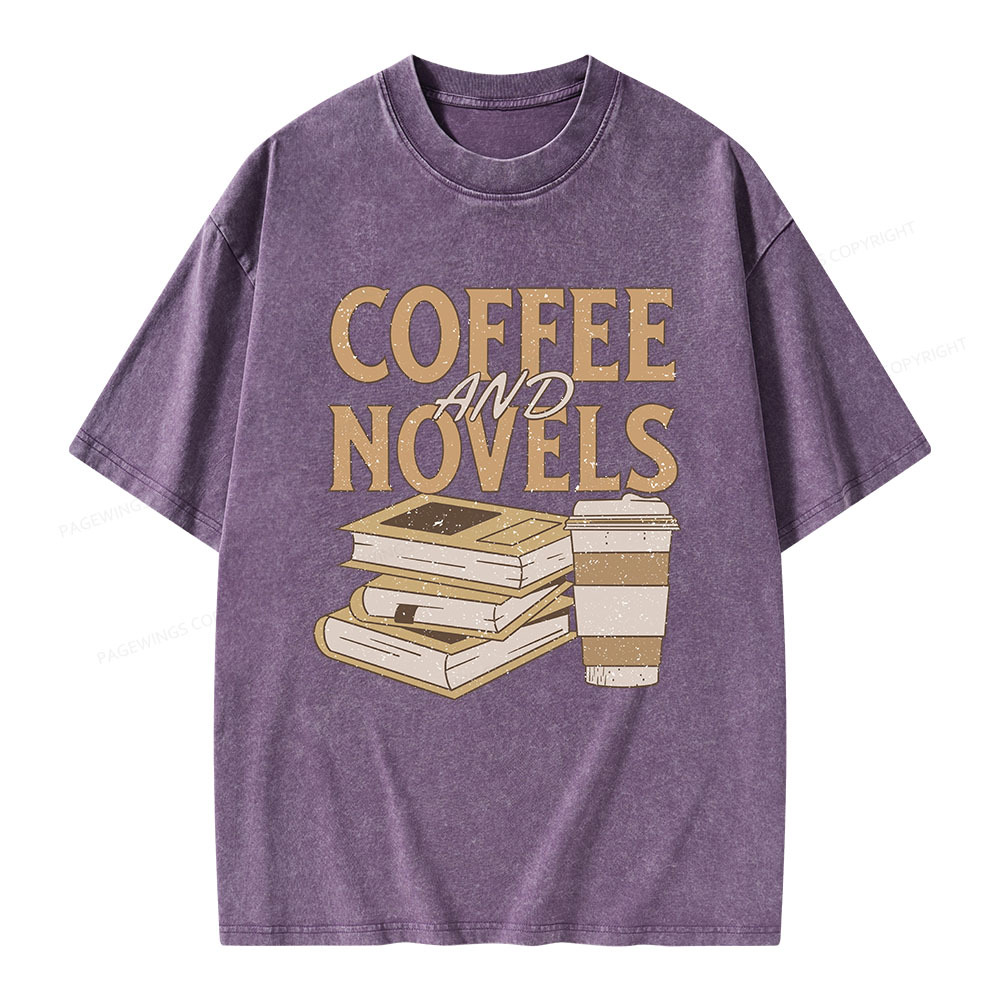 Pagewings Coffee And Novel Unisex Washed T-shirt